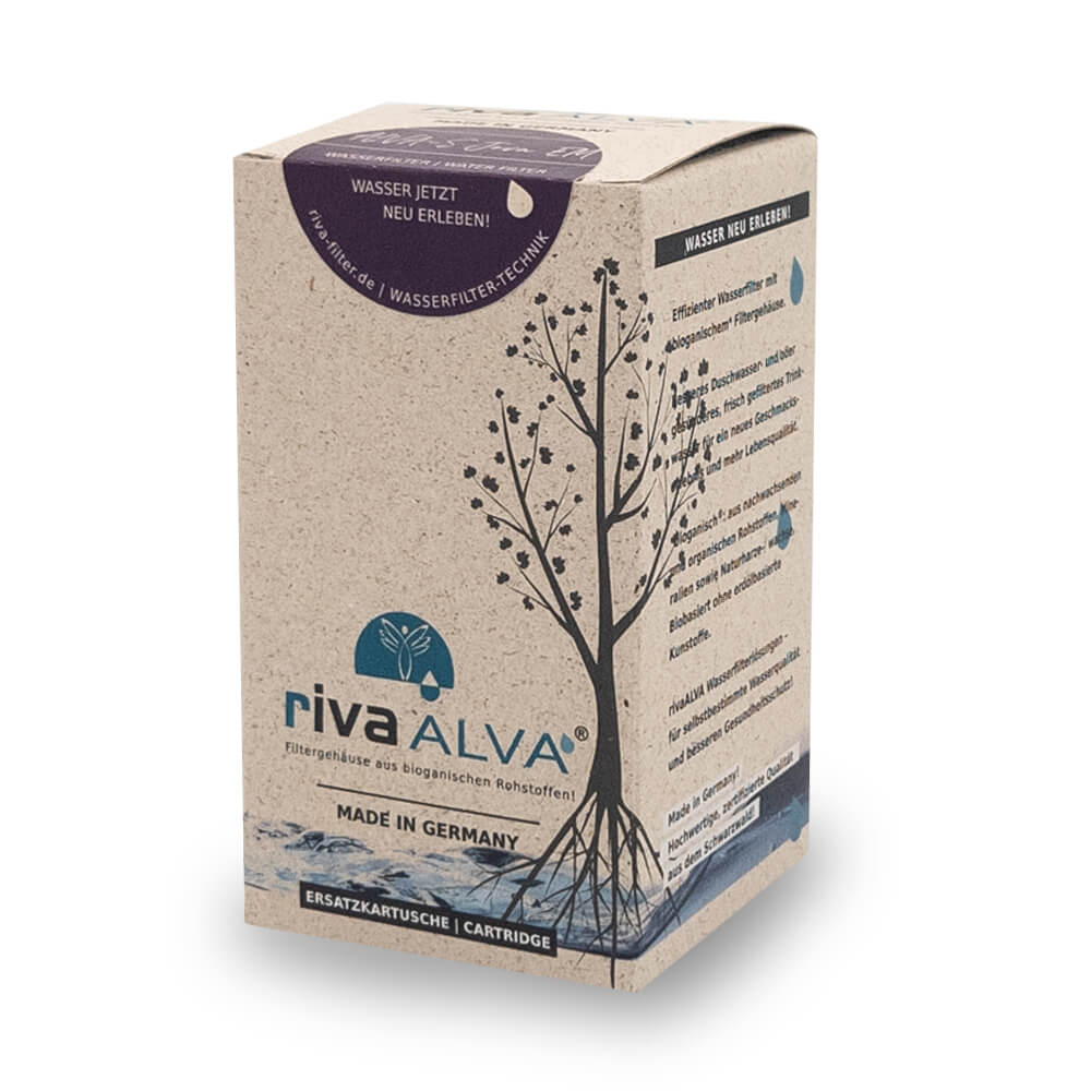 rivaALVA-S Jova EM Blockaktivkohlefilter mit EM Keramik plus Virenfilter Bakterienfilter Legionellenfilter E-Coli Bakterienfilter Grasverpackung nachhaltig