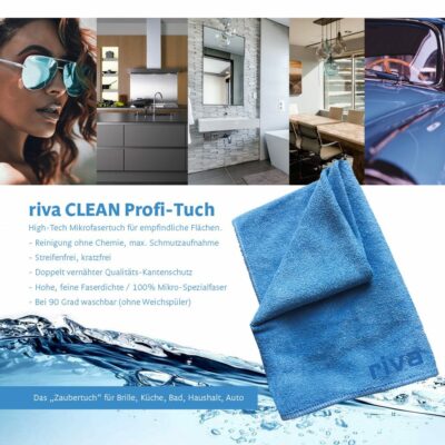 Das riva clean Mikrofasertuch ist der perfekte Begleiter um streifen- und kratzerfrei zu reinigen